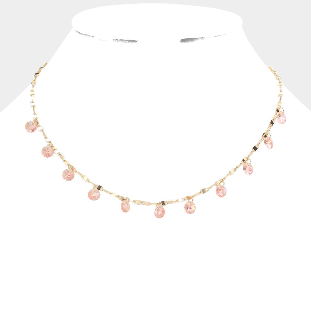 Round Bead Station Necklace
