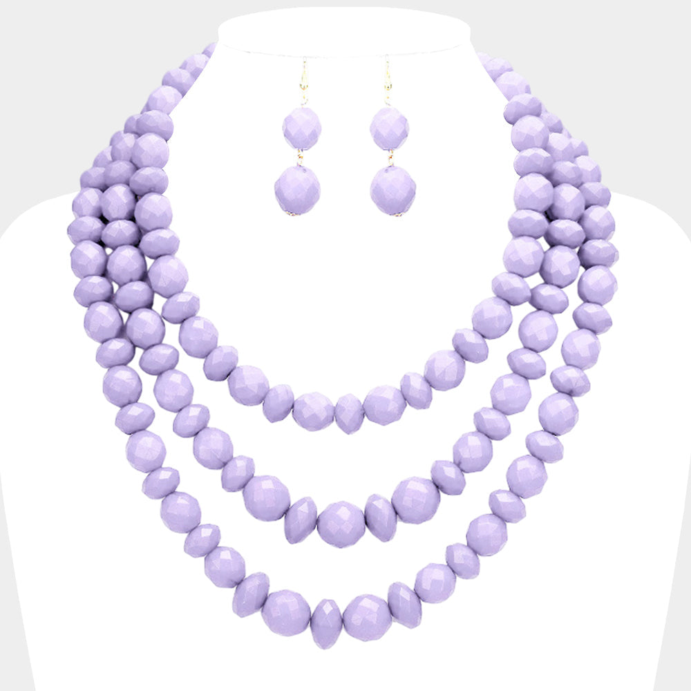 Triple Strand Beaded Bib Necklace