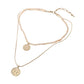 Layered Coin Pendant Beaded Necklace