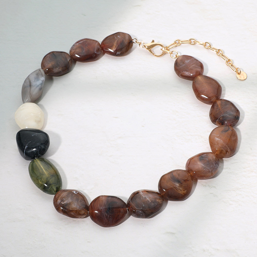 Bold Resin Nugget Beaded Statement Necklace