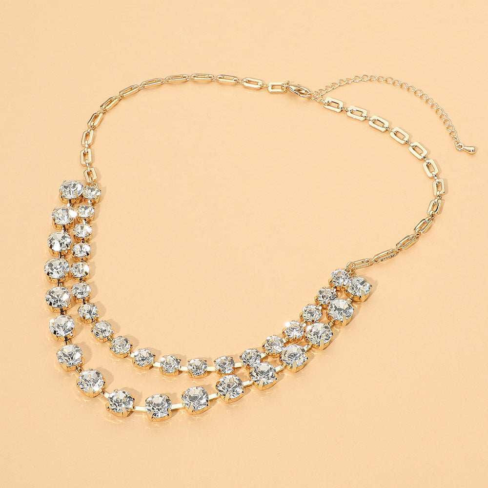 Round Stone Layered Statement Necklace