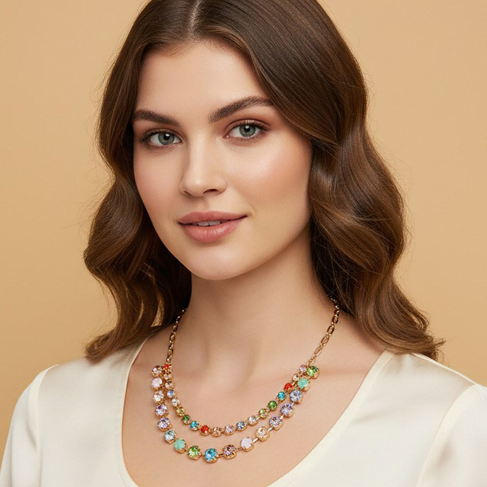 Round Stone Layered Statement Necklace