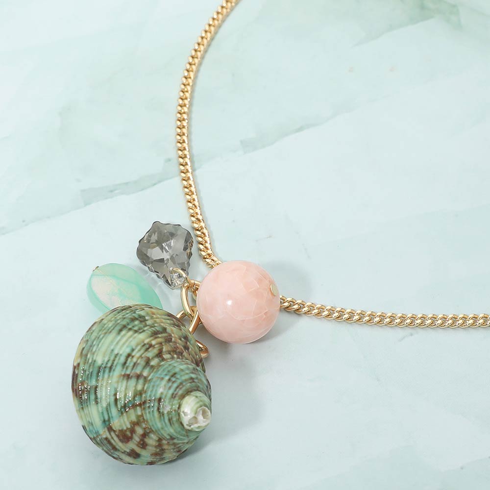 Seashell Pebble Charm Necklace