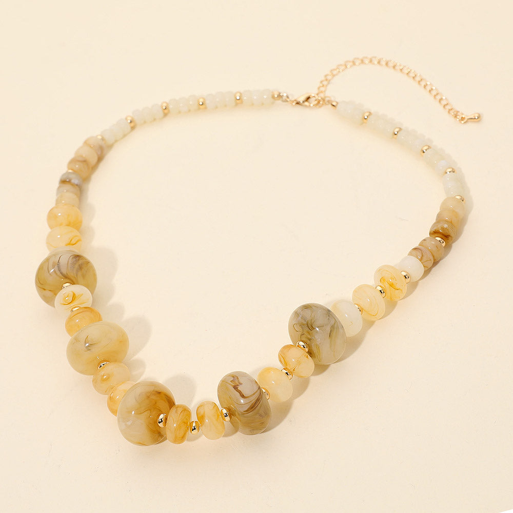 Women's Chunky Marbled Round Beaded Statement Necklace