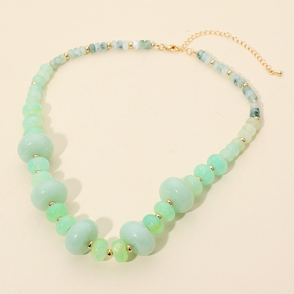 Women's Chunky Marbled Round Beaded Statement Necklace