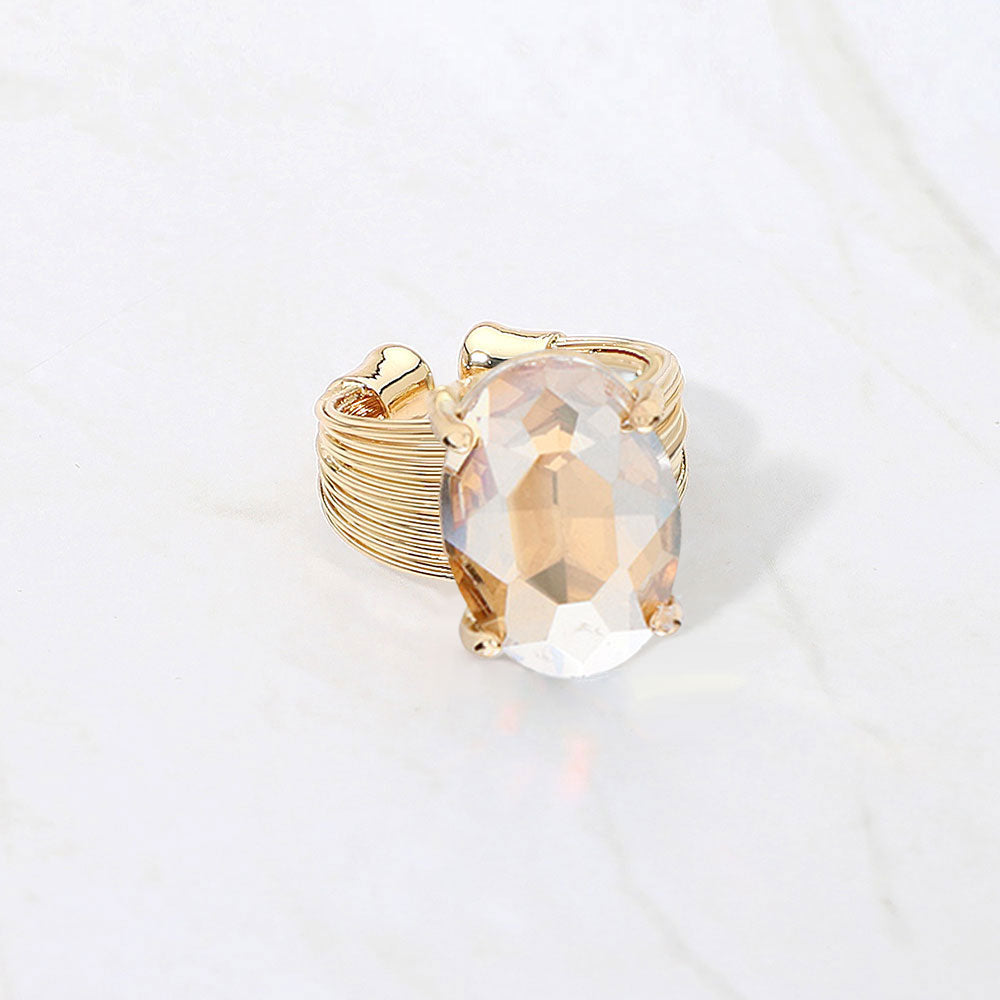 Oval Cut Stone Adjustable Ring