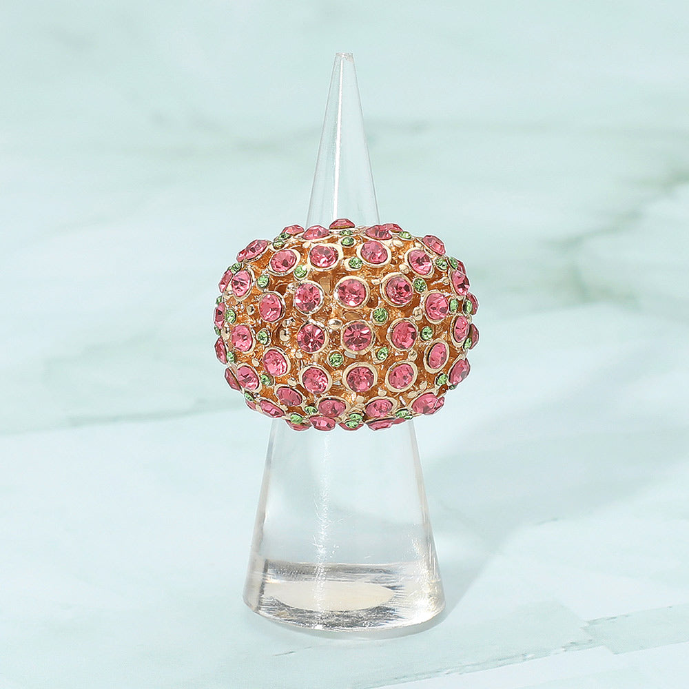 Rhinestone Paved Dome Stretch Statement Ring