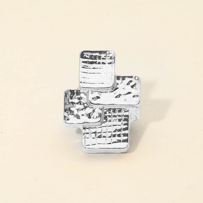 Geometric Textured Metal Accent Stretch RIng