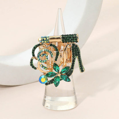 Rhinestone Pave High Heel Flower Lipstick Stretch Ring