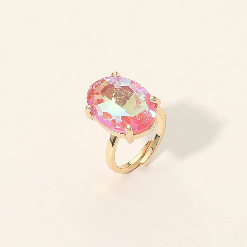 Women's Bold Oval Stone Cluster Accent Adjustable Ring