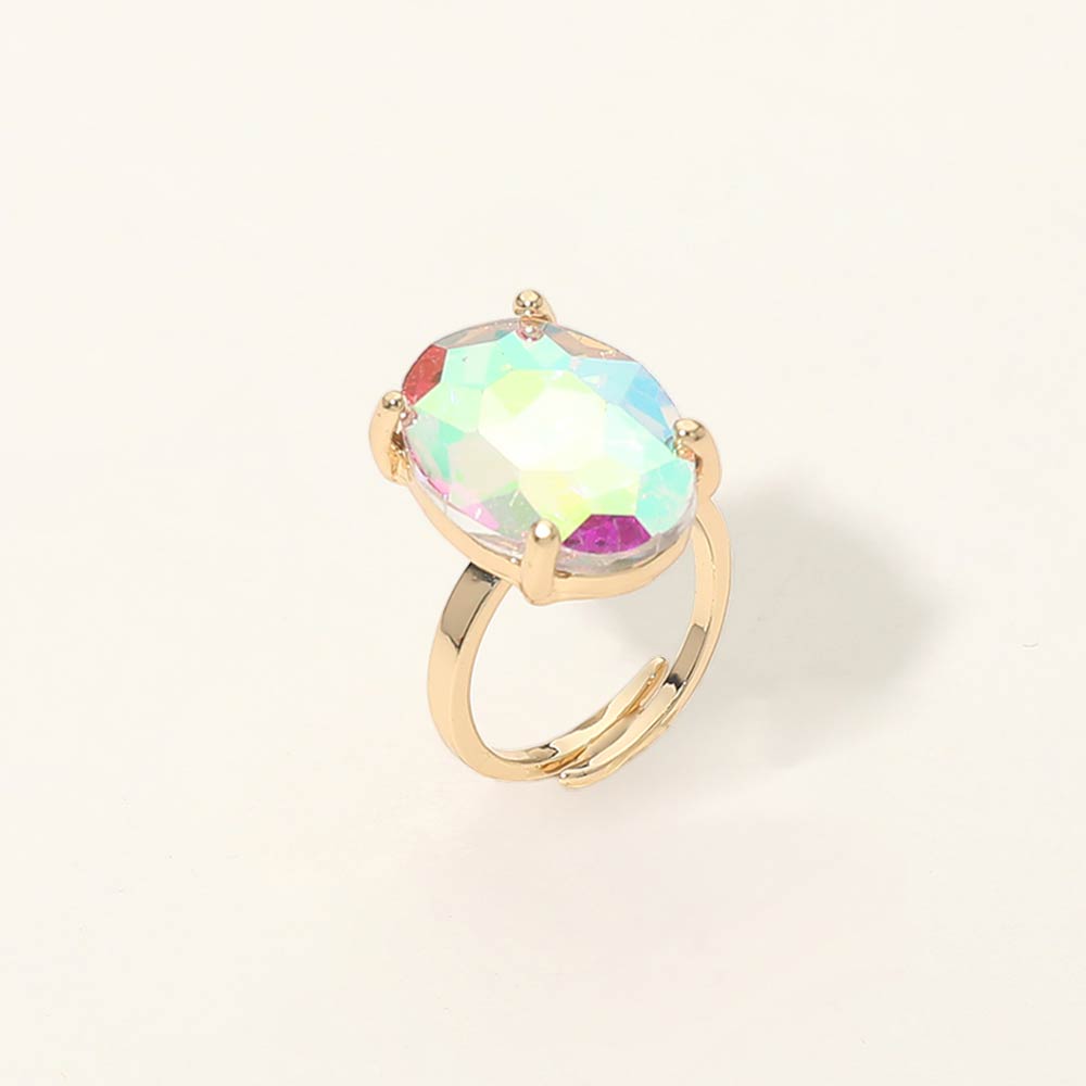 Women's Bold Oval Stone Cluster Accent Adjustable Ring