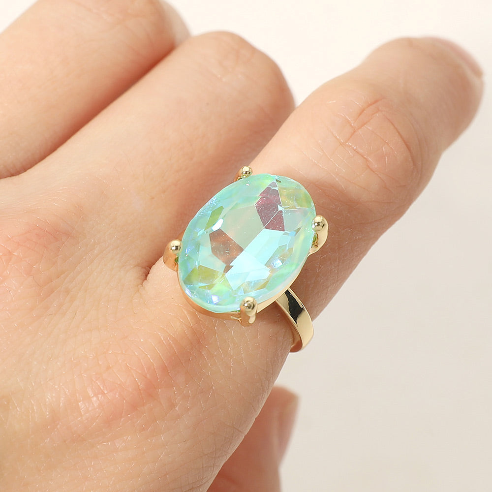 Women's Bold Oval Stone Cluster Accent Adjustable Ring