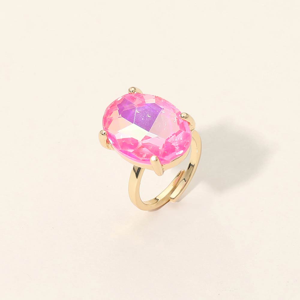 Women's Bold Oval Stone Cluster Accent Adjustable Ring
