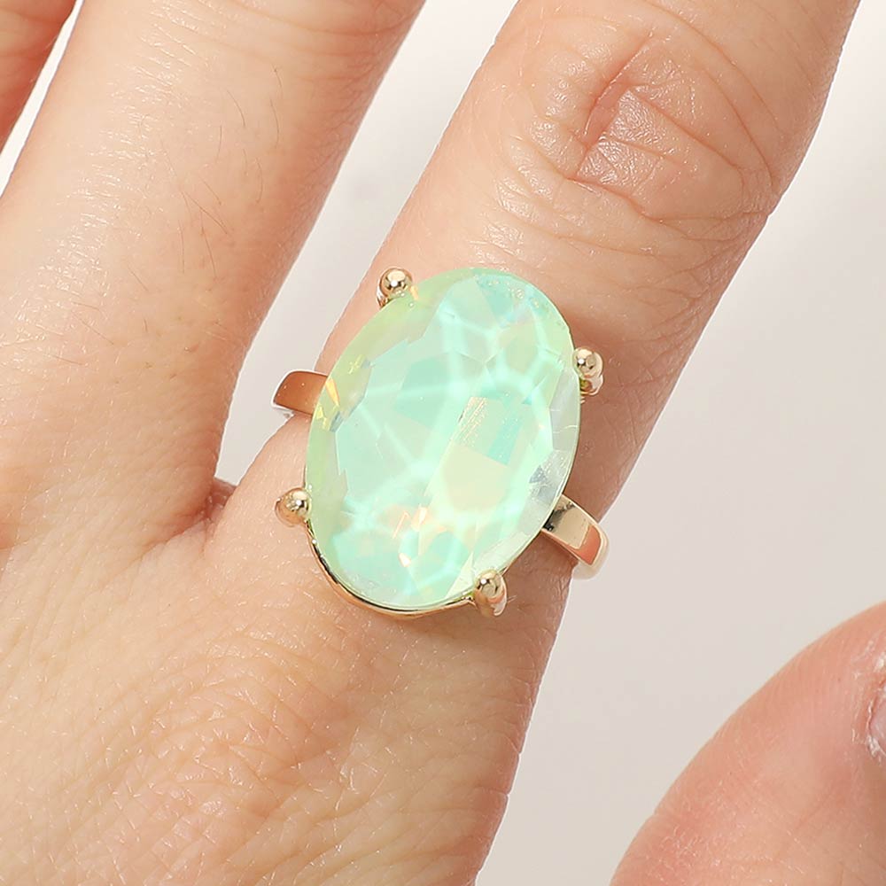 Women's Bold Oval Stone Cluster Accent Adjustable Ring