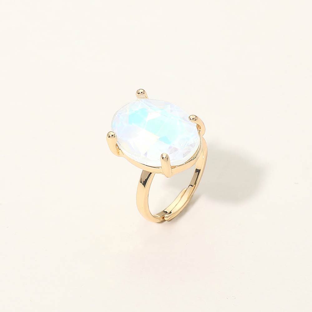 Women's Bold Oval Stone Cluster Accent Adjustable Ring