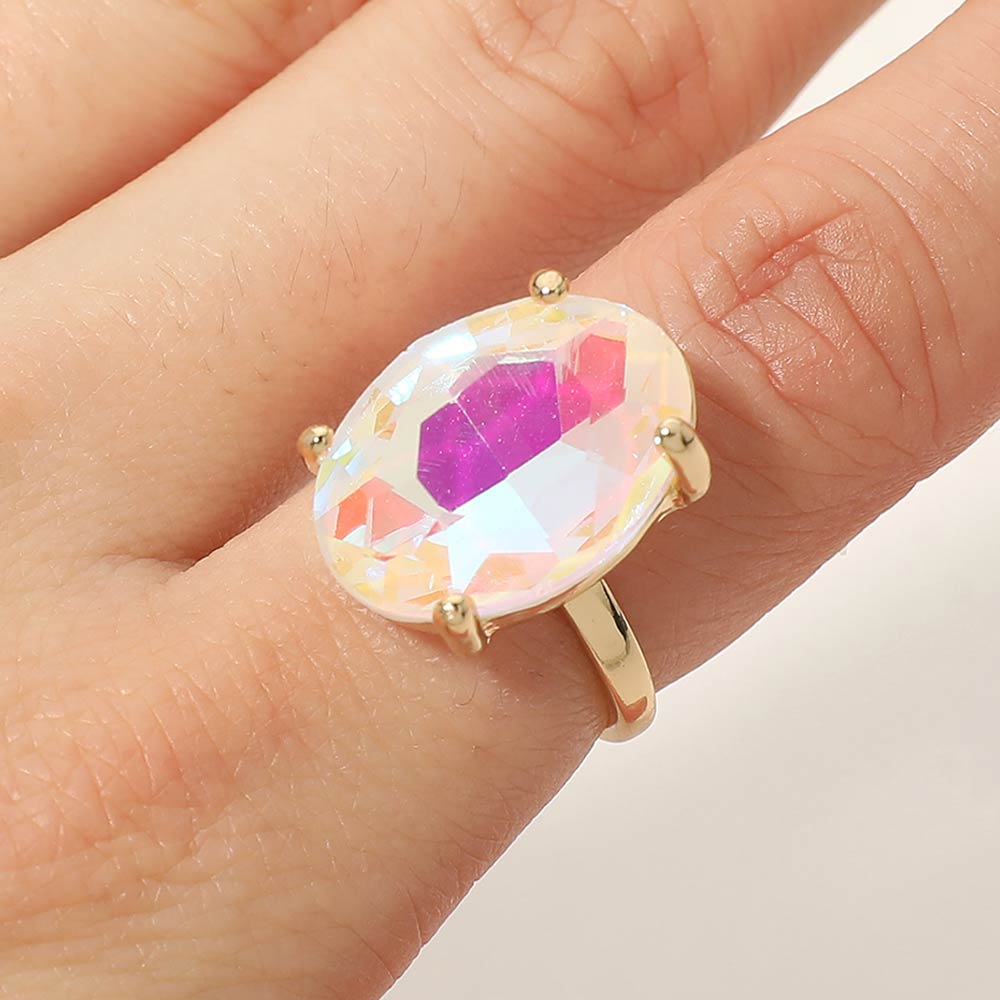Women's Bold Oval Stone Cluster Accent Adjustable Ring