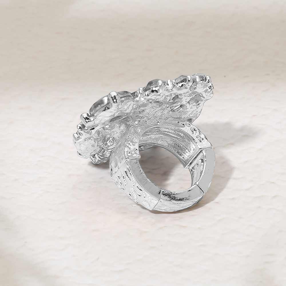 Heart Crystal Cluster Embellished Statement Stretch Ring