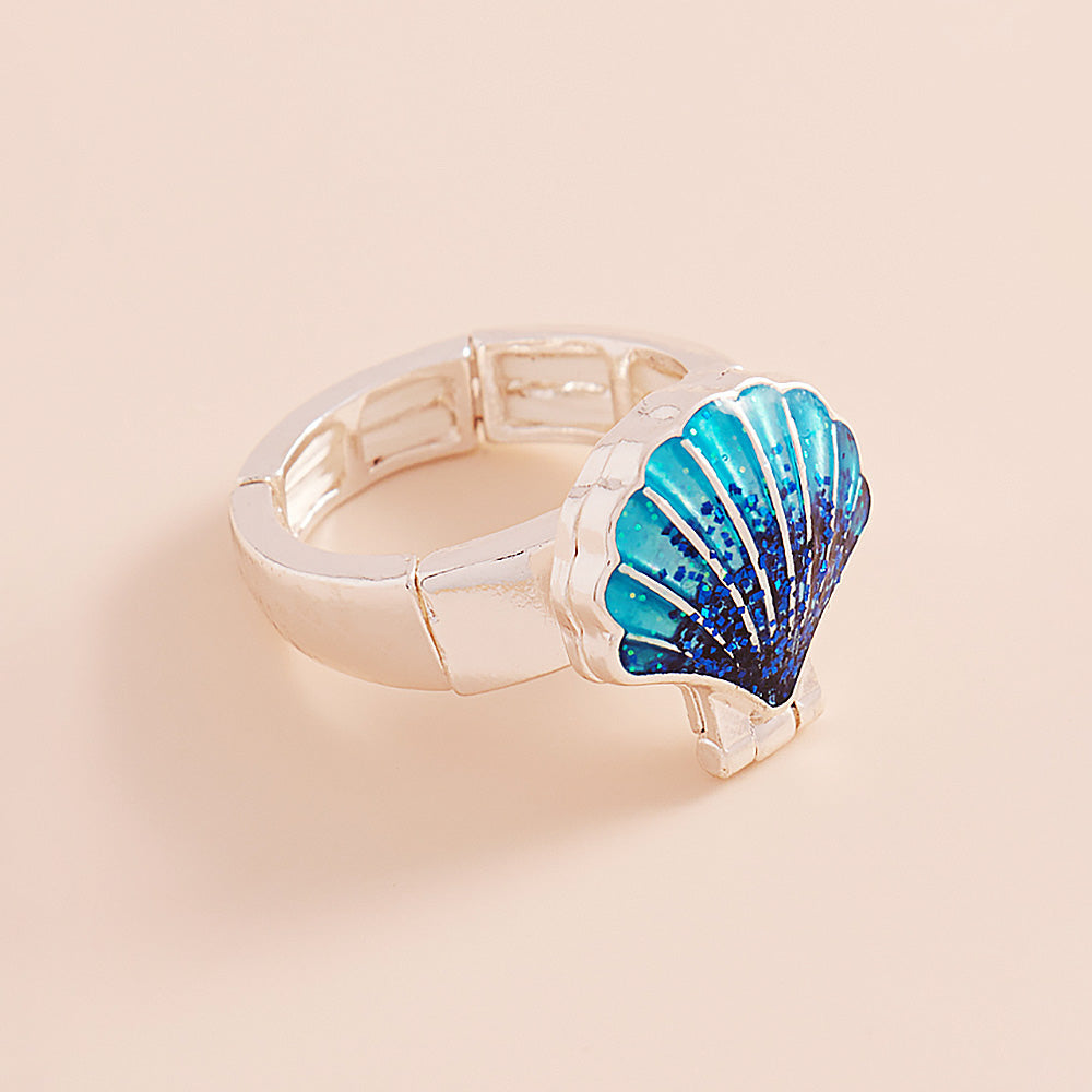 Enamel Seashell Locket Stretch Ring