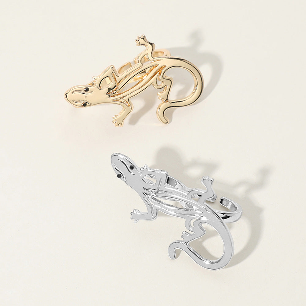 SECRET BOX_Sterling Silver Dipped Lizard Two Finger Ring