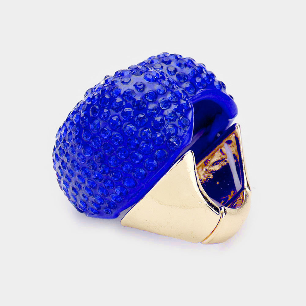 Anillo elástico pavé de cristal de corazón con diamantes de imitación