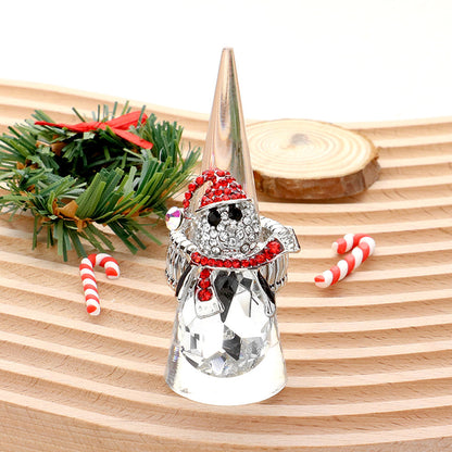 Snowman Teardrop Stone Accented Stretch Ring