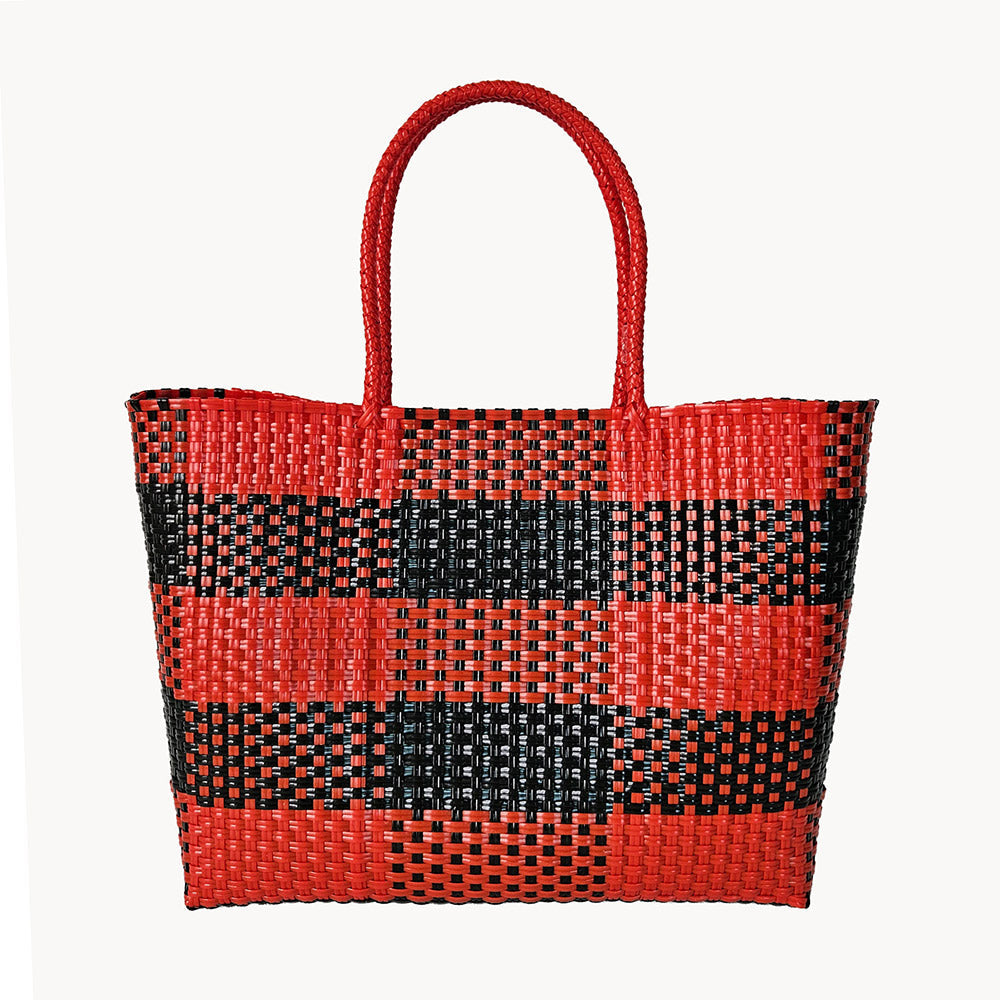 Basket Weave Checkered Hand Bag / Tote Bag