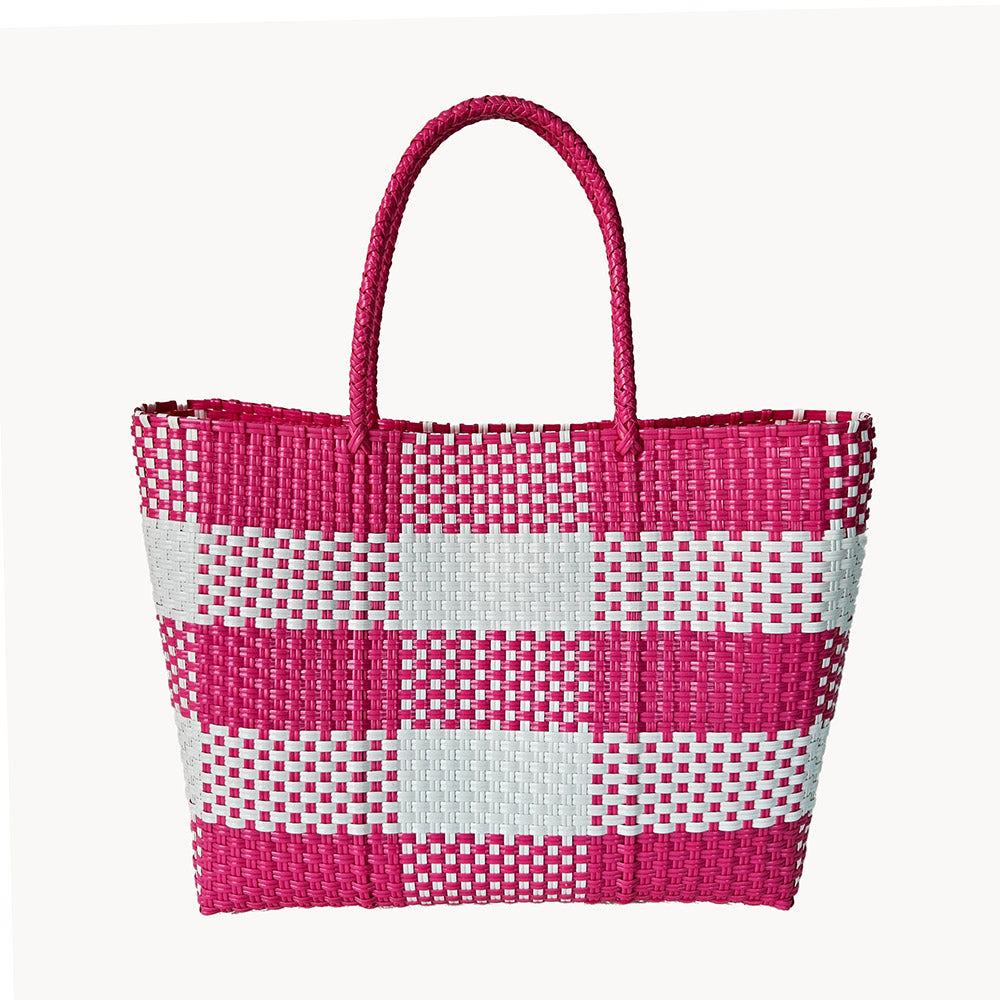 Basket Weave Checkered Hand Bag / Tote Bag