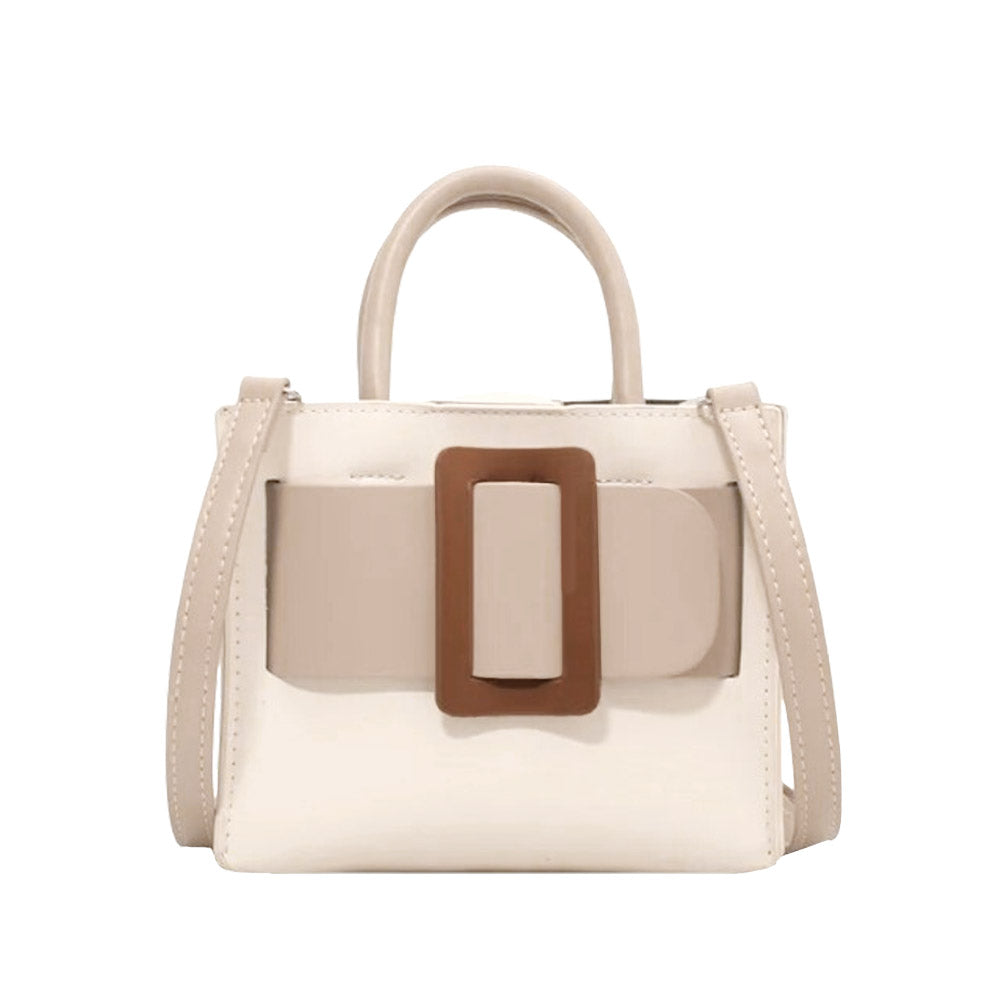 Faux Leather Belt Buckle Accented Mini Crossbody Bag