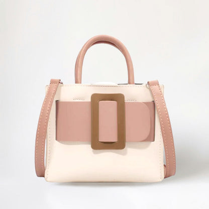Faux Leather Belt Buckle Accented Mini Crossbody Bag