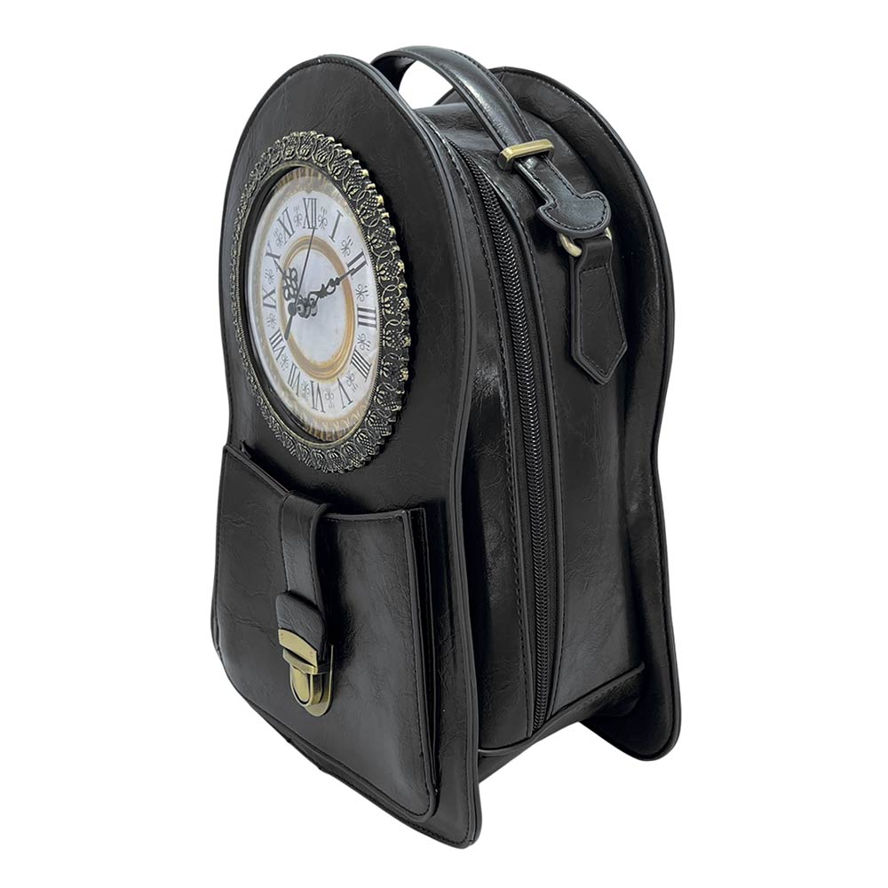 Faux Leather Vintage Clock Face Crossbody Backpack Bag