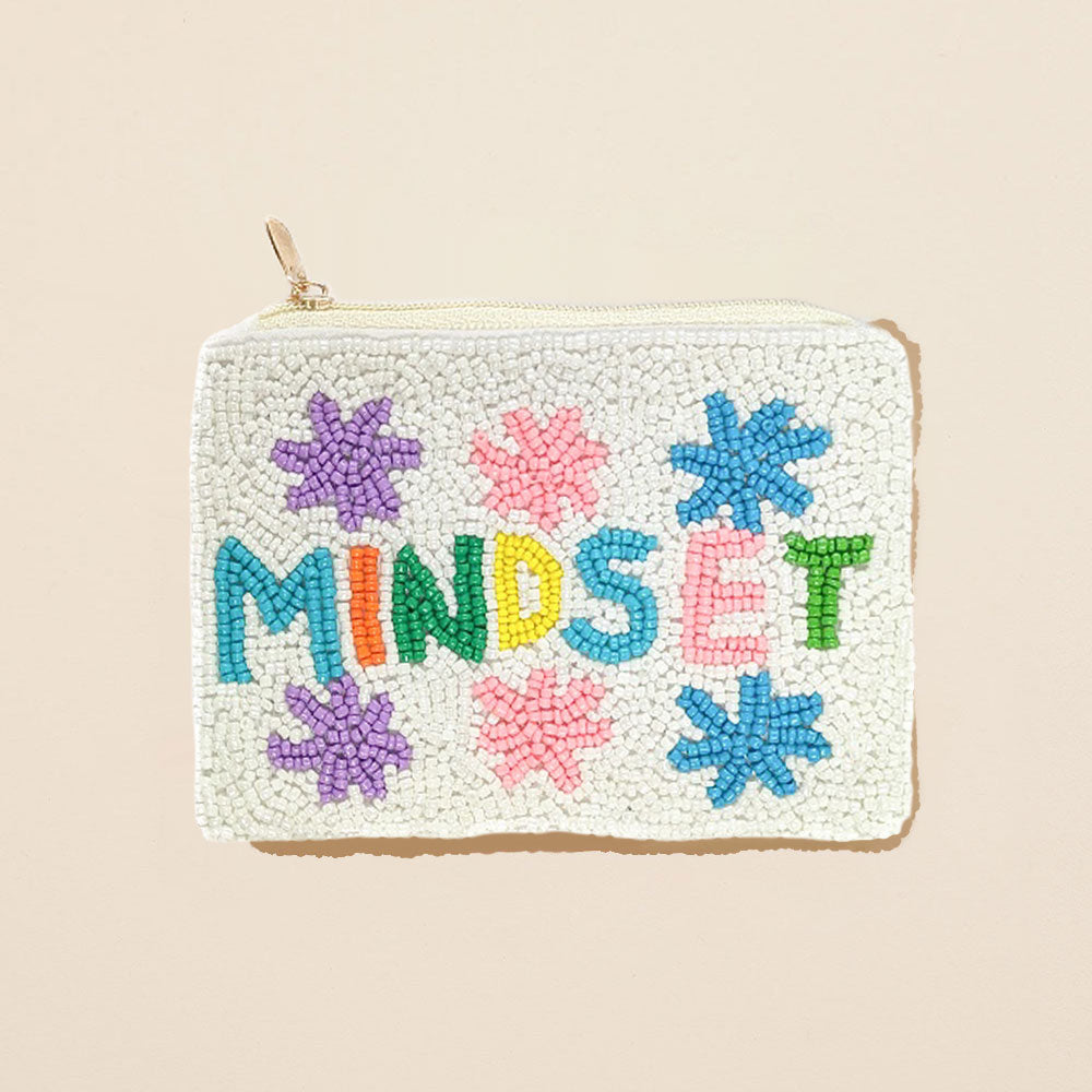 MINDSET Mensaje Semilla de Flor Monedero Pequeño con Cuentas