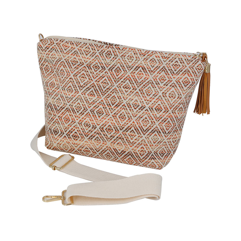 Aztec Patterned Tassel Crossbody Bag