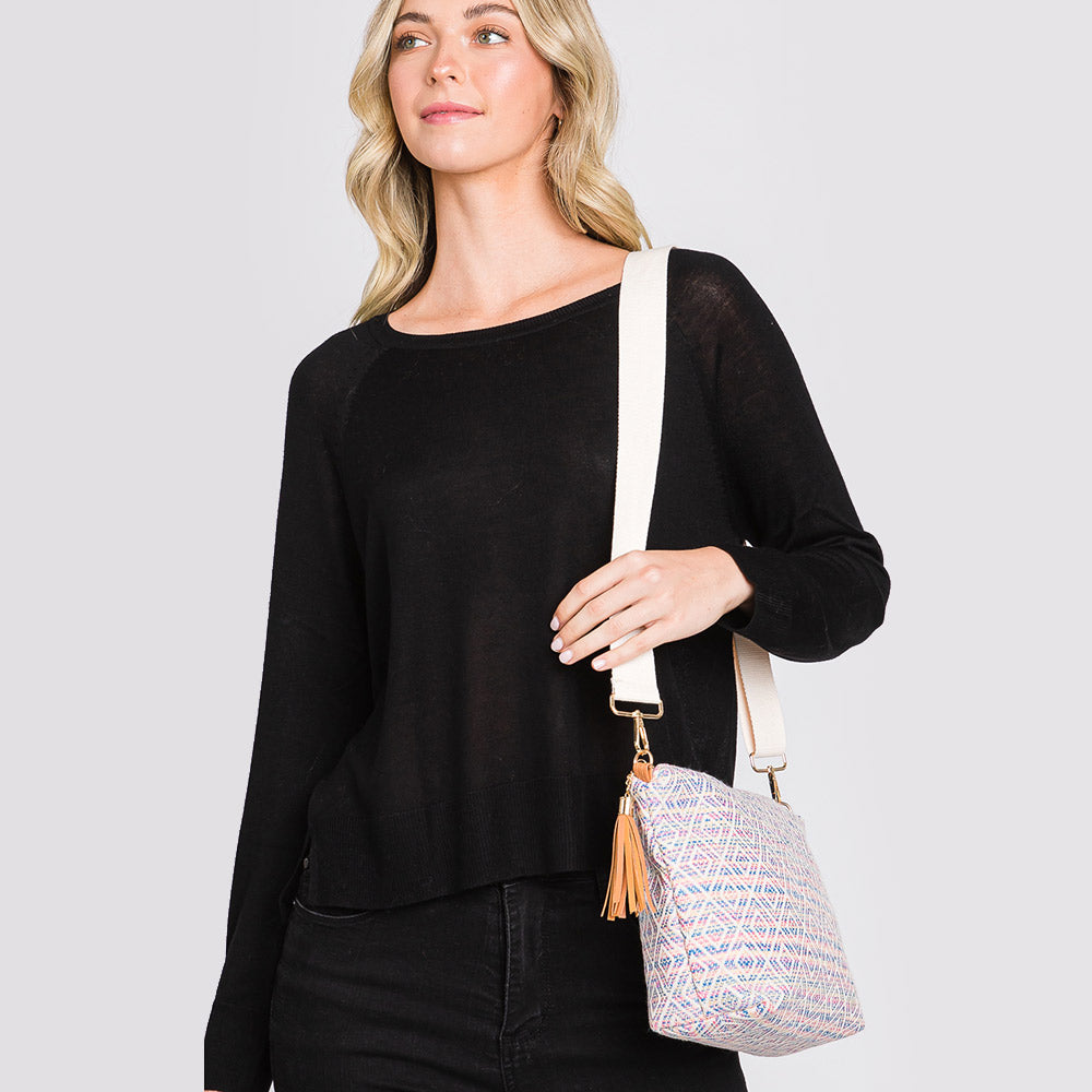 Aztec Patterned Tassel Crossbody Bag
