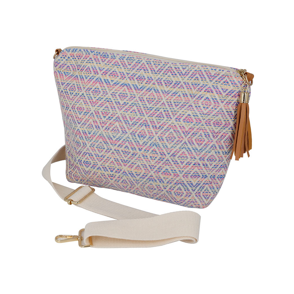Aztec Patterned Tassel Crossbody Bag