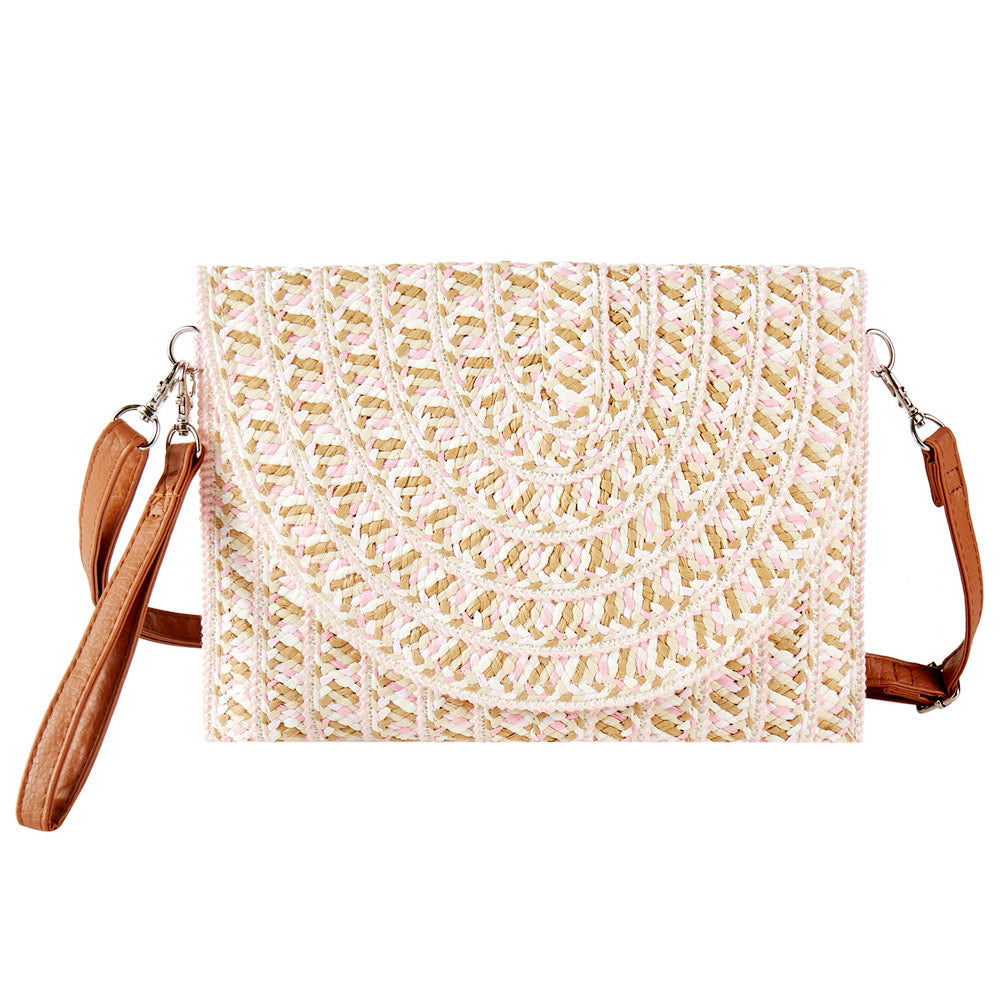 Multi Color Straw Clutch Bag / Crossbody Bag