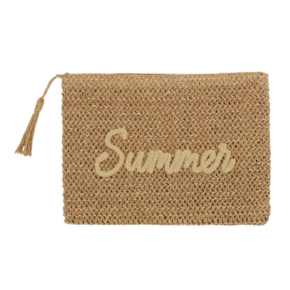 SUMMER Embroidery Woven Straw Pouch Bag