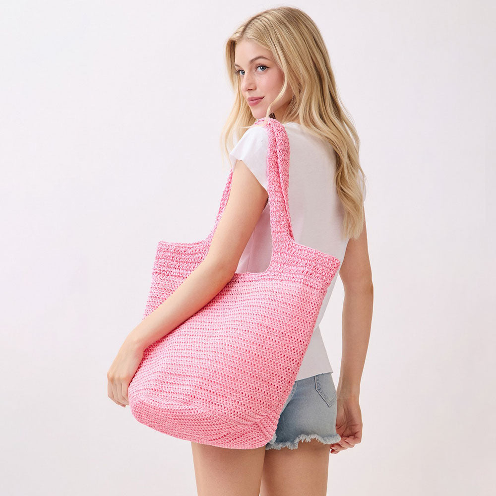 Round Bottom Handmade Strap Woven Straw Tote Bag