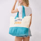 TAKE ME TO THE BEACH Message Palm Tree Graphic Printed Terry Tote Bag