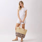 Leopard Print Straw Tote Shoulder Bag