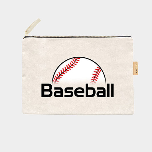 'Baseball'Cotton Canvas Eco Pouch Bag