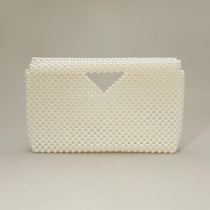 Pearl Beaded Open Top Clutch Bag