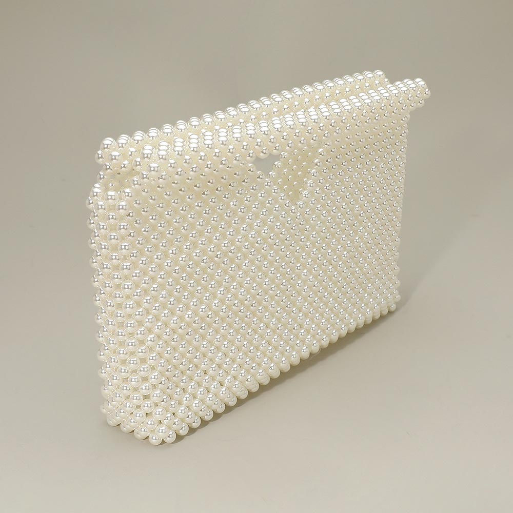Pearl Beaded Open Top Clutch Bag