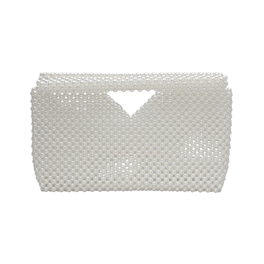 Pearl Beaded Open Top Clutch Bag