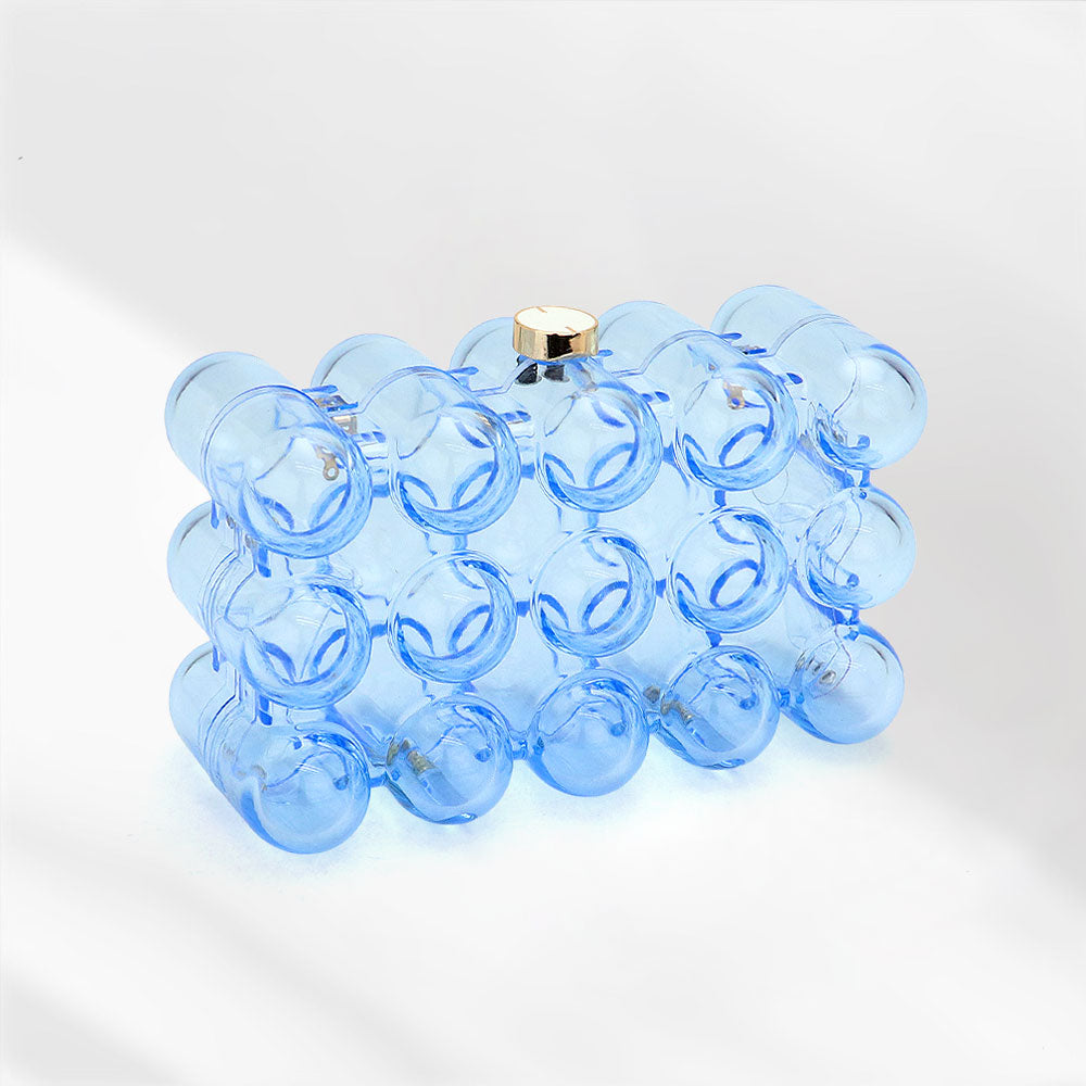 Bolso bandolera de mano transparente de celuloide de burbujas
