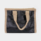 Fleece Trim Faux Leather Tote Bag / Crossbody Bag
