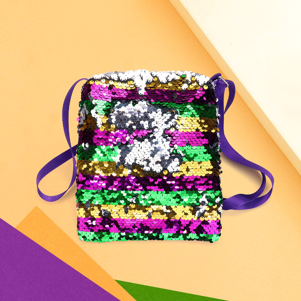 Mardi Gras Sequin Stripe Rectangle Crossbody Bag