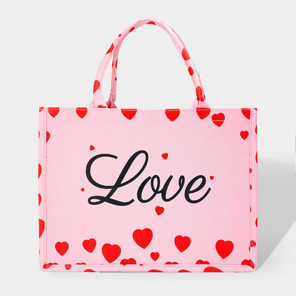 LOVE Message Heart Printed Tote Bag