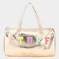 STUFF Message Metallic Top Handle Duffle Bag / Crossbody Bag