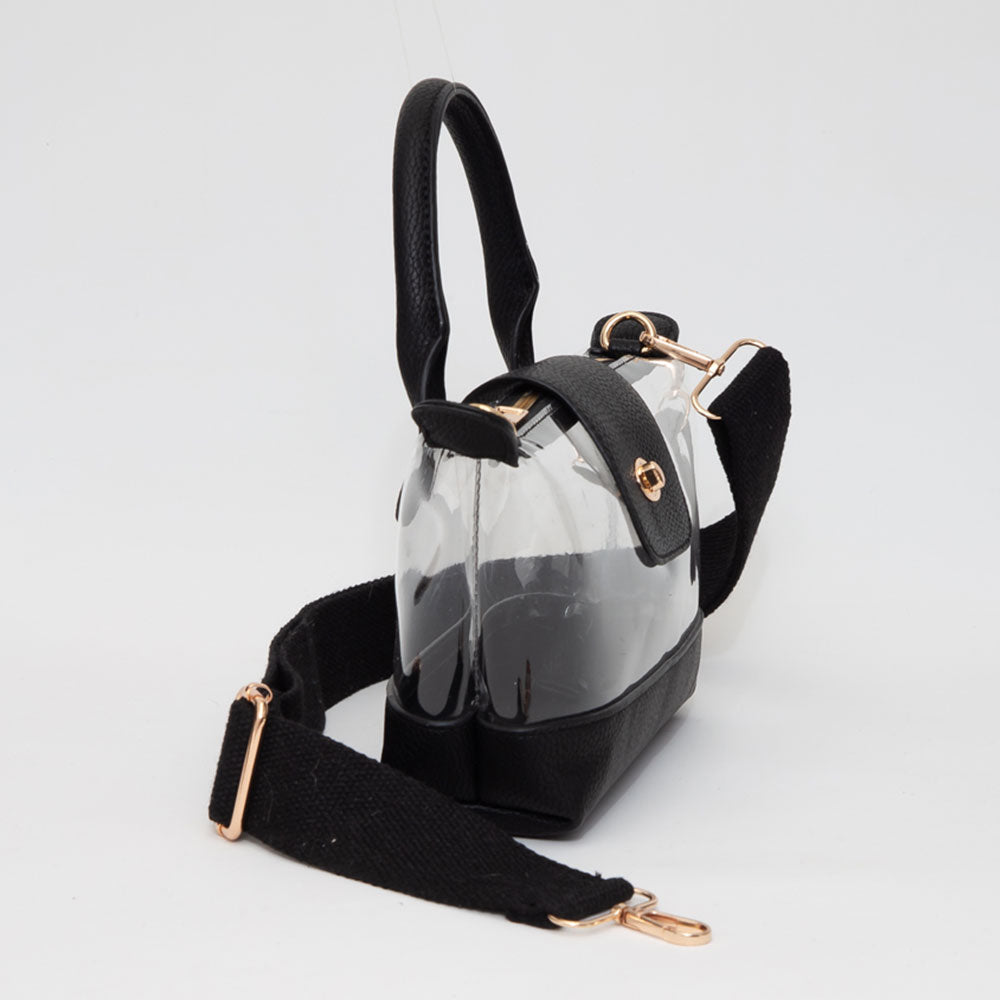 Bolso Cruzado de Piel Sintética Compacto con Asa Superior Transparente
