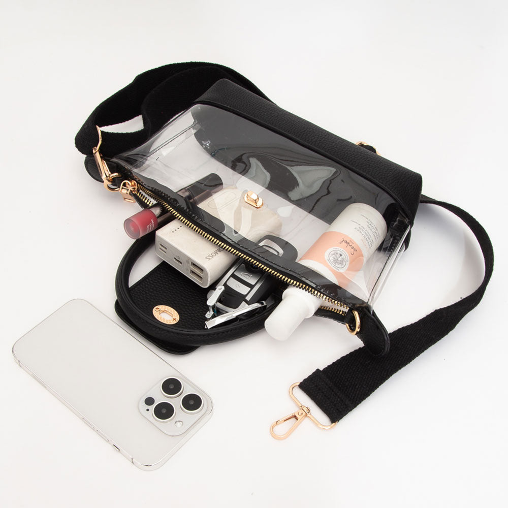 Bolso Cruzado de Piel Sintética Compacto con Asa Superior Transparente